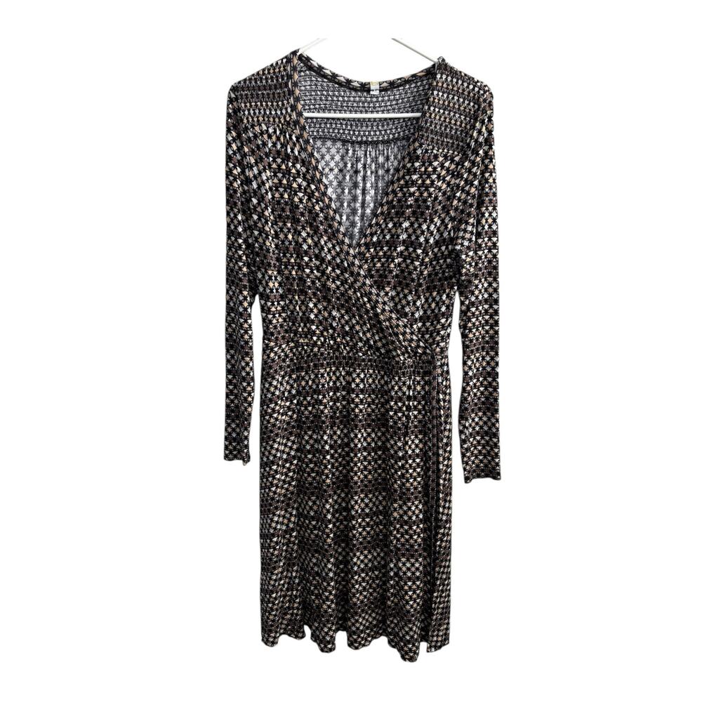Plenty by Tracy Reese Faux Wrap Midi Length Long Sleeve Dress Women's Size M